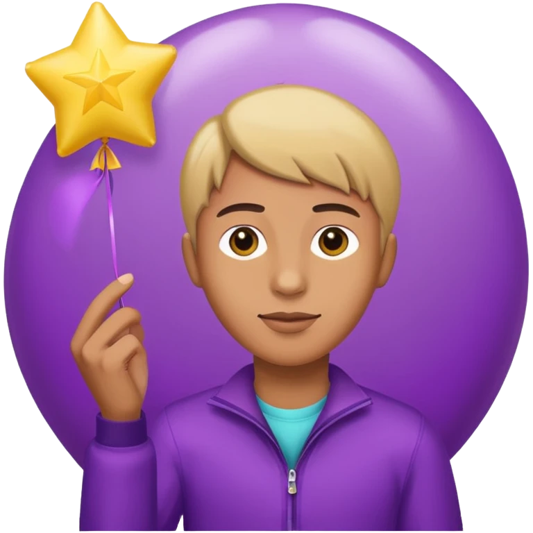 holding purple yellow star balloon emoji