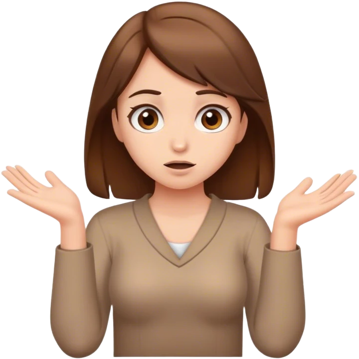 Cute girl with brown hair shrugging emoji