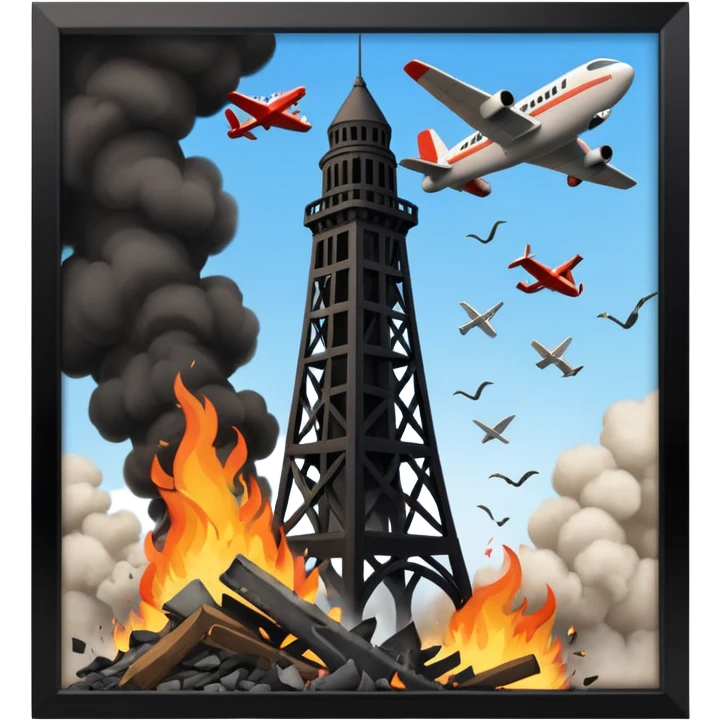 Uçak çarpan kule emoji