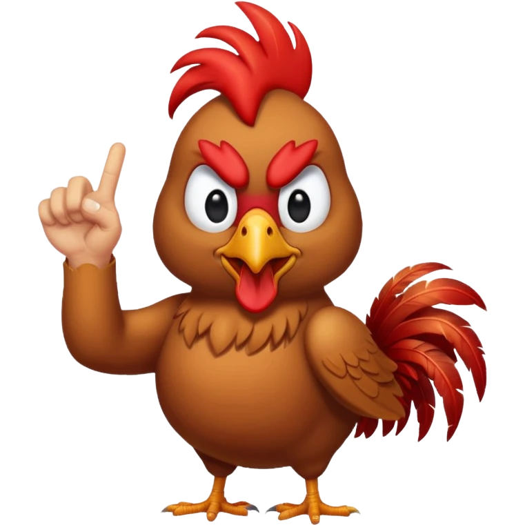 A rooster flipping the middle finger emoji