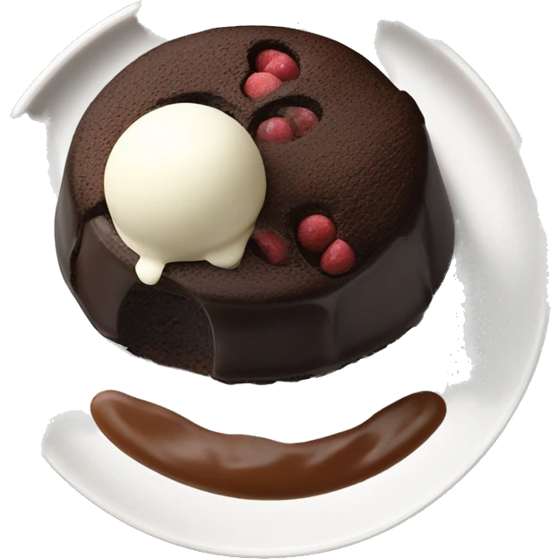 chocolate lava cake with ice cream on top on a plate emoji