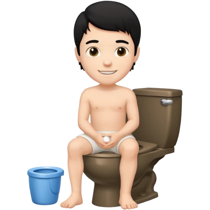 emoji menino branco com cabelo preto sentado no vaso sanitário  emoji