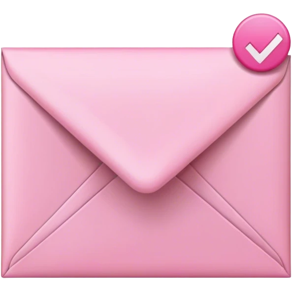 pink email envelope with pink check mark emoji