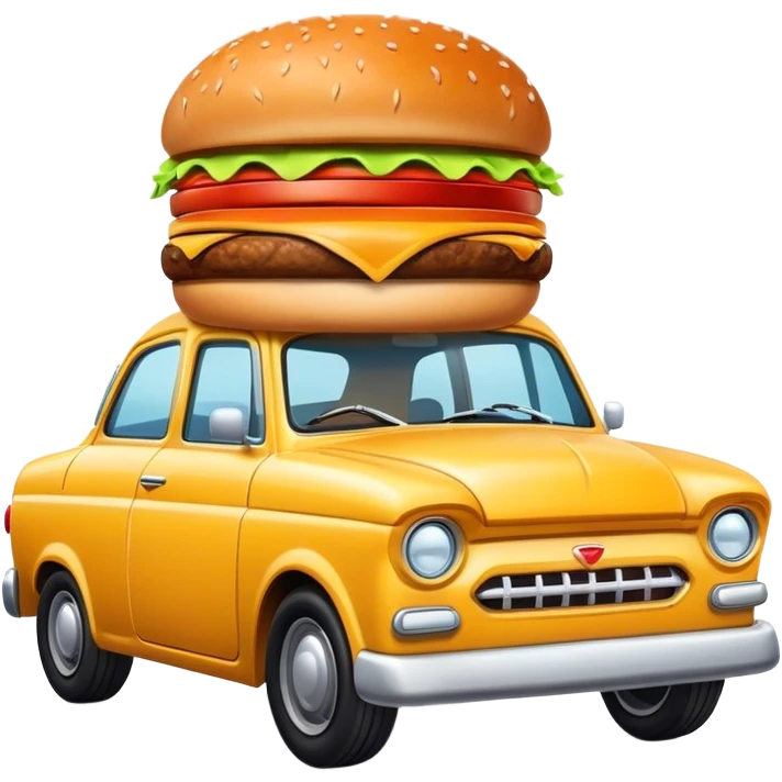 Car with burger emoji
