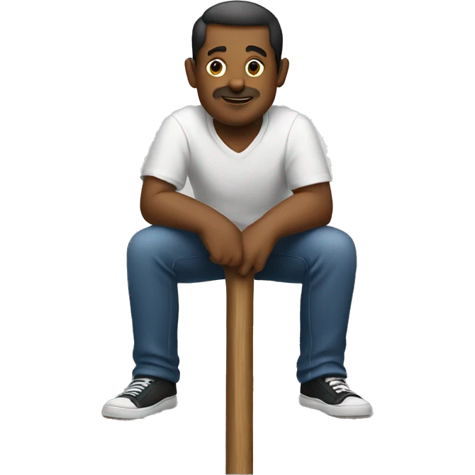 Man sitting down on a stick emoji