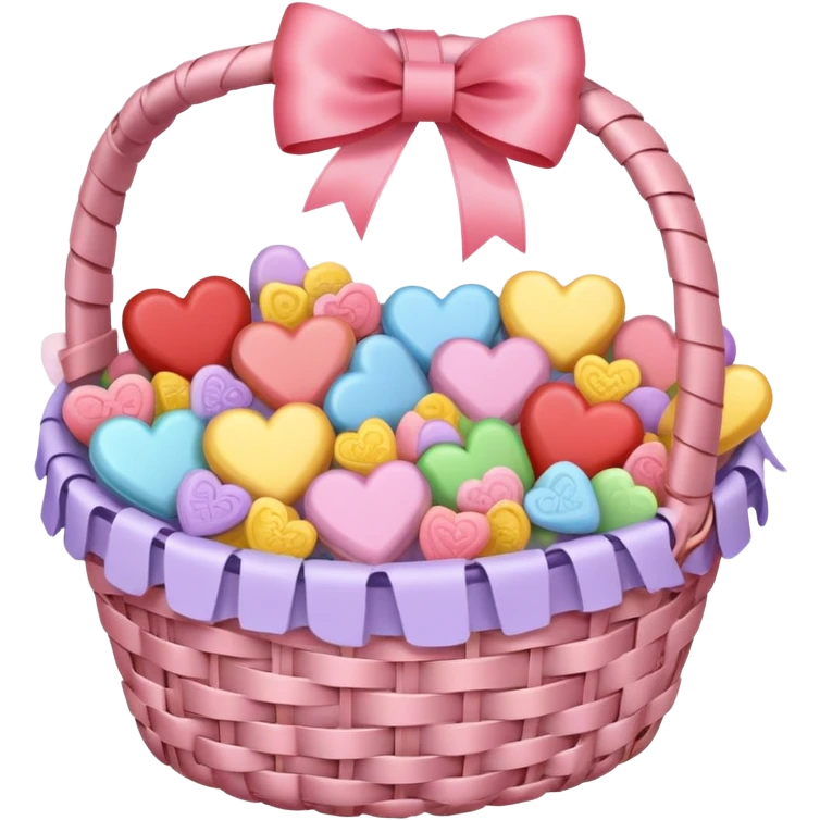 Pastel-colored Valentine’s Day basket emoji