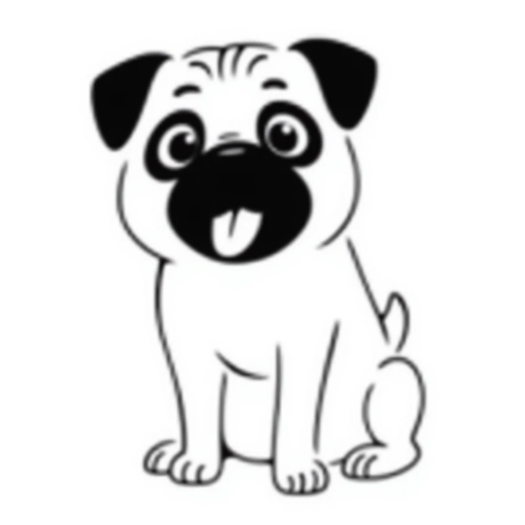 pug dog, hand drawn doodle style emoji