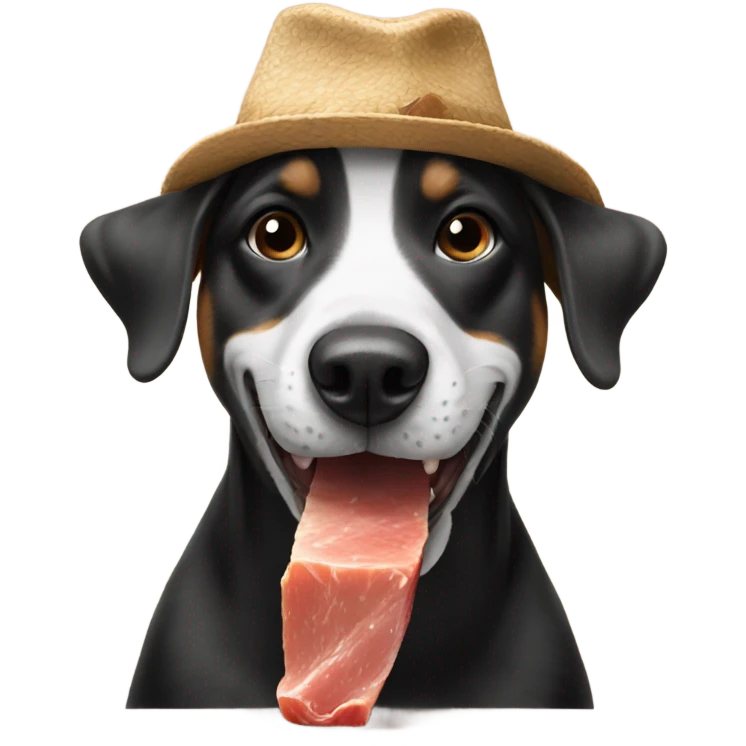 Dog eating food in a hat emoji