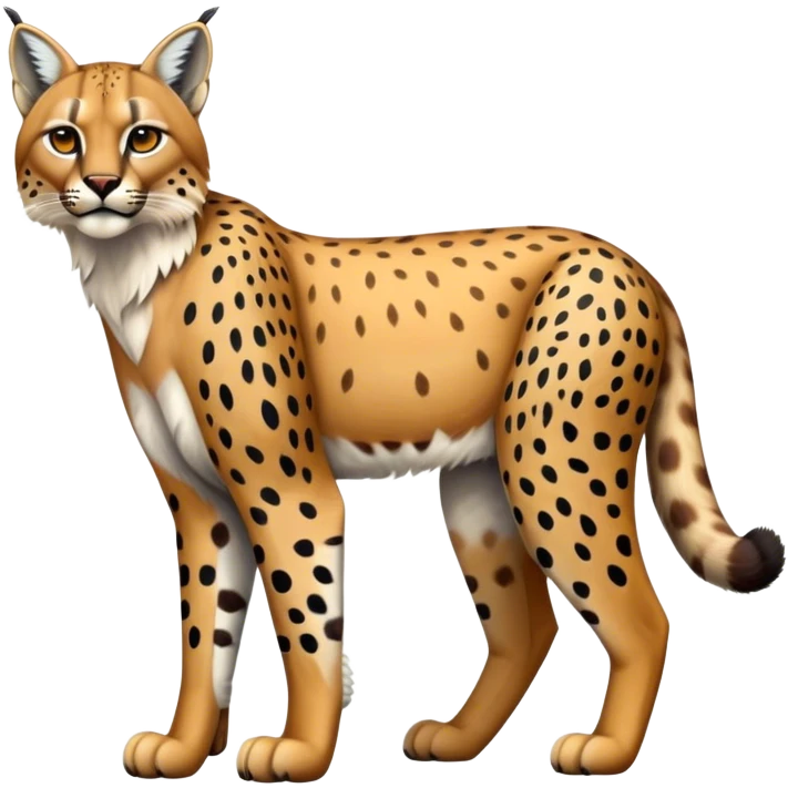 Cute realistic colorful bobcat-lynx-cheetah-caracal-leopard-hybrid-fusion full body with patterns and markings emoji