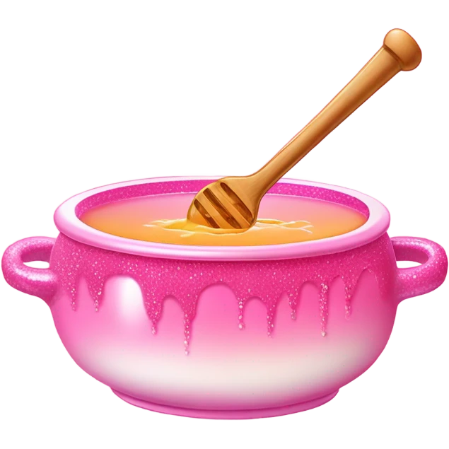 Light pink ombre hot pot with hot pink glittery honey emoji