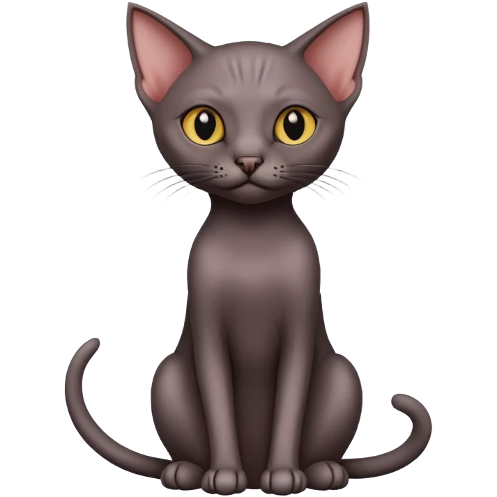 Dark hairless cat sitting emoji
