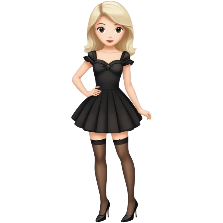 Girl in a cute stylish dress wearing stockings and high heels emoji