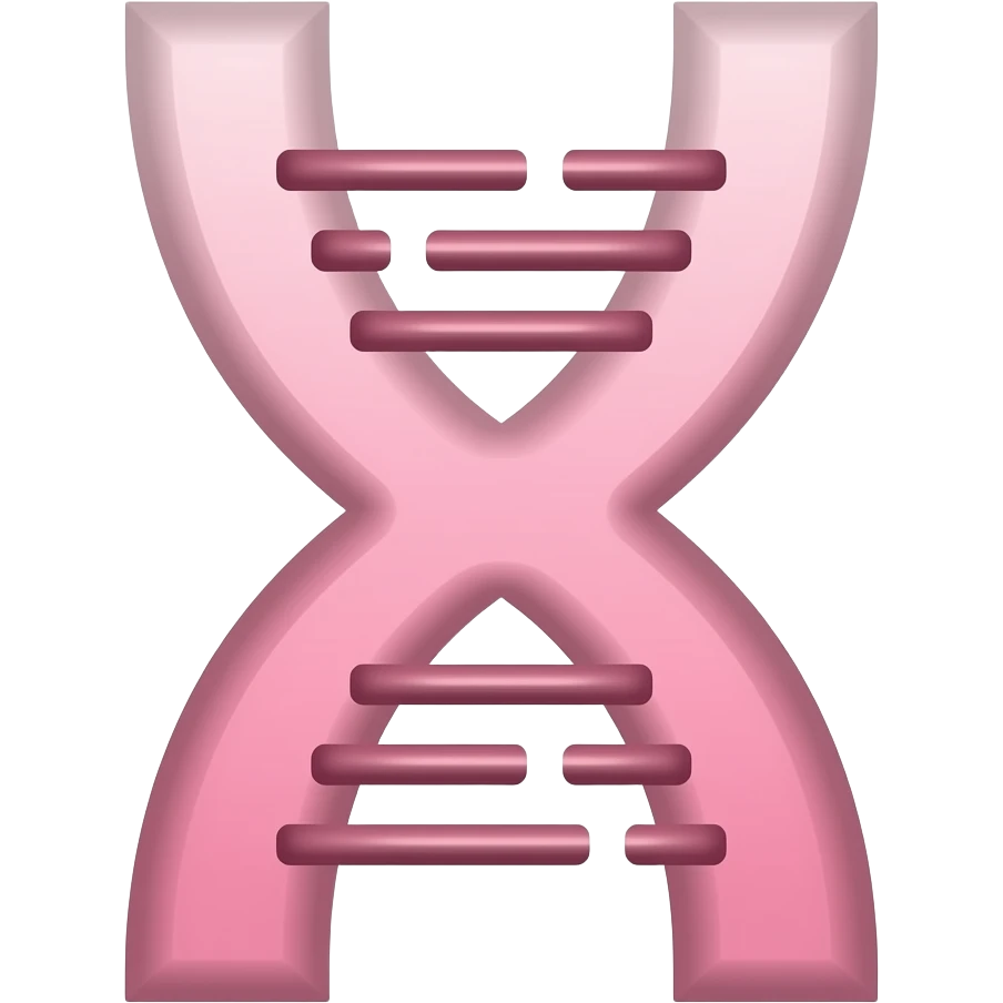 Minimalist icon of a pink chromosome with two chromatids, showing allele marks ON CHROMATIDS AS  DARKER LINES, simple flat design, soft pastel colors, Clean and modern, suitable for educational or app icon emoji