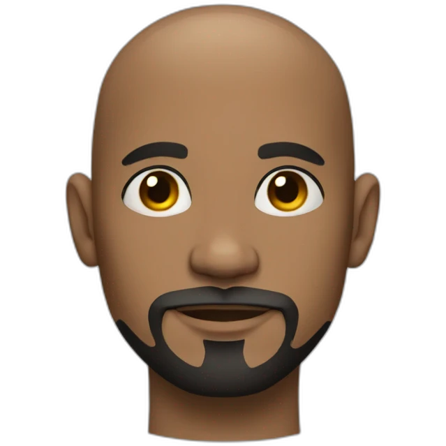black bald man with tattoos and goatee and no glasses emoji