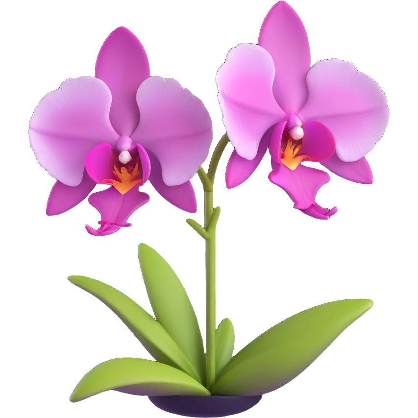 minimal 3D gothic orchid with pink highlight, simple and elegant emoji