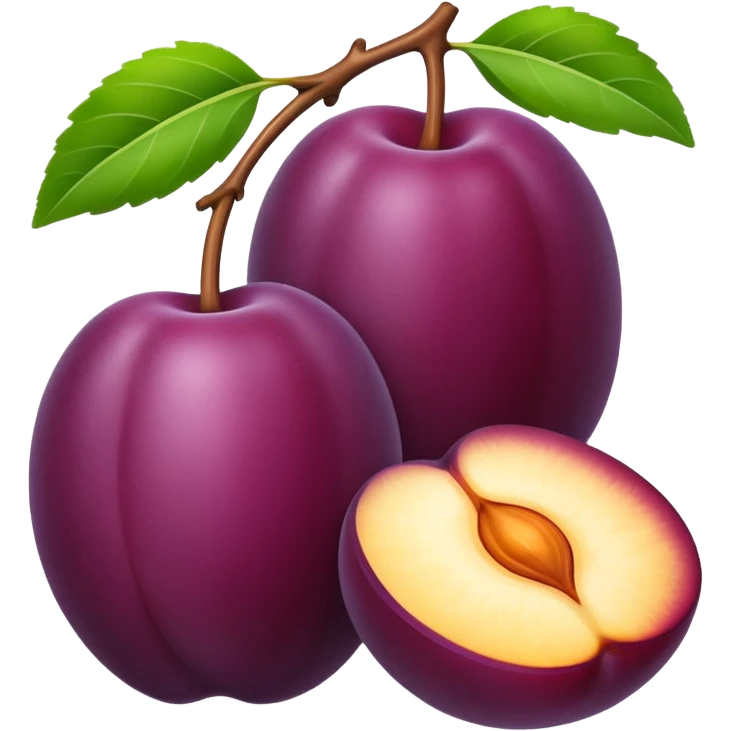 plum fruit, whole and sliced, no text emoji