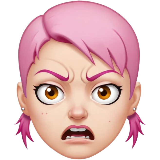 angry feminist with half bald head and half pink hair emoji