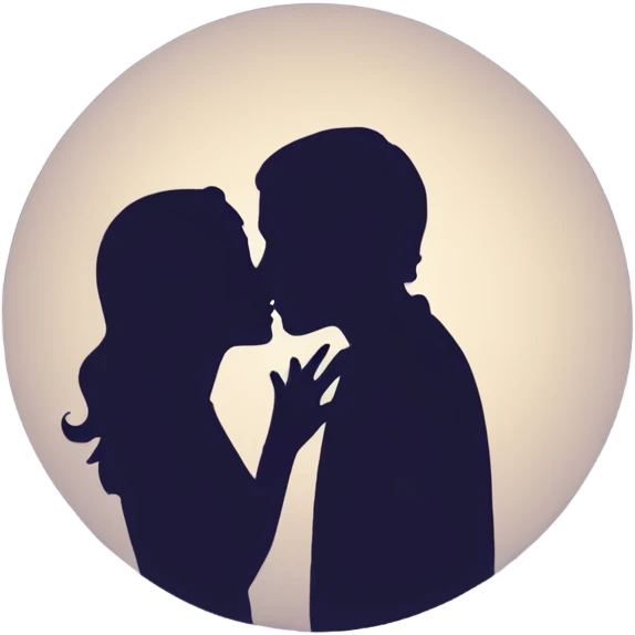 Couple kissing silhouette in the moonlight  emoji