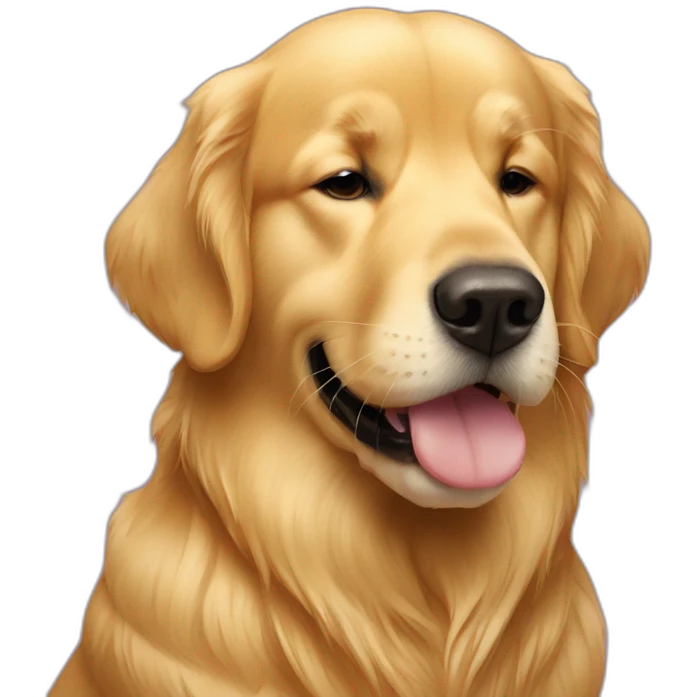 golden retriever gives to kiss emoji