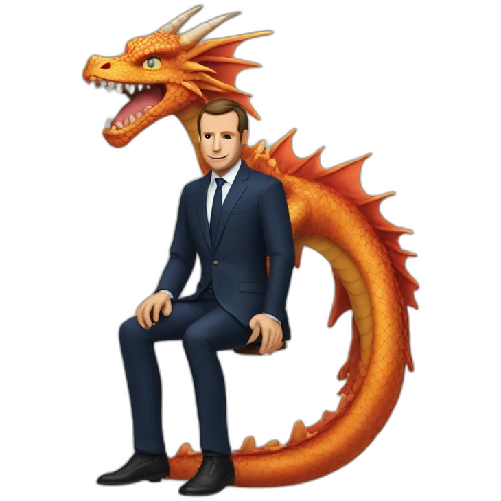 Macron qui chevauche un dragon emoji