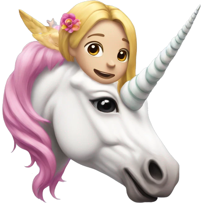 unicorn flying over a girls head  emoji