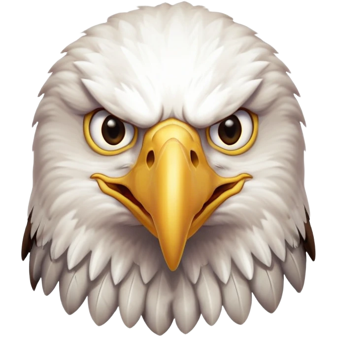 bald eagle with open beak from front view, white head, yellow beak emoji