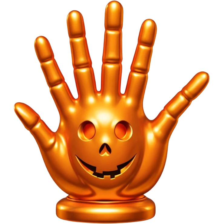 Jeff Koons style halloween hand sculpture  emoji