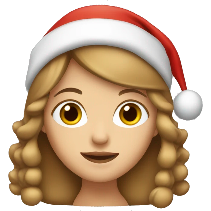 Light brown hair girl in Christmas hat emoji