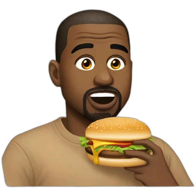 Kanye West eating a burger emoji