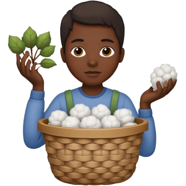 slave holding a basket with cotton emoji