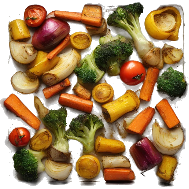 Mixed roasted vegetables in a sheet pan emoji