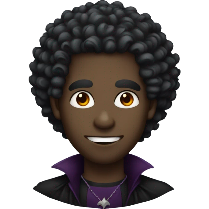 black male vampire with curly hair emoji