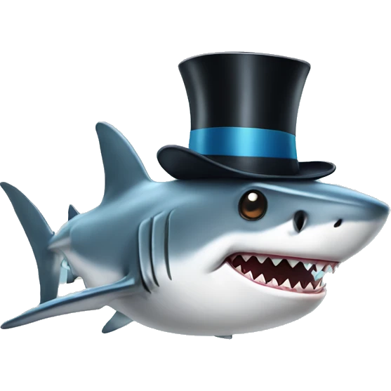Shark with a top hat emoji