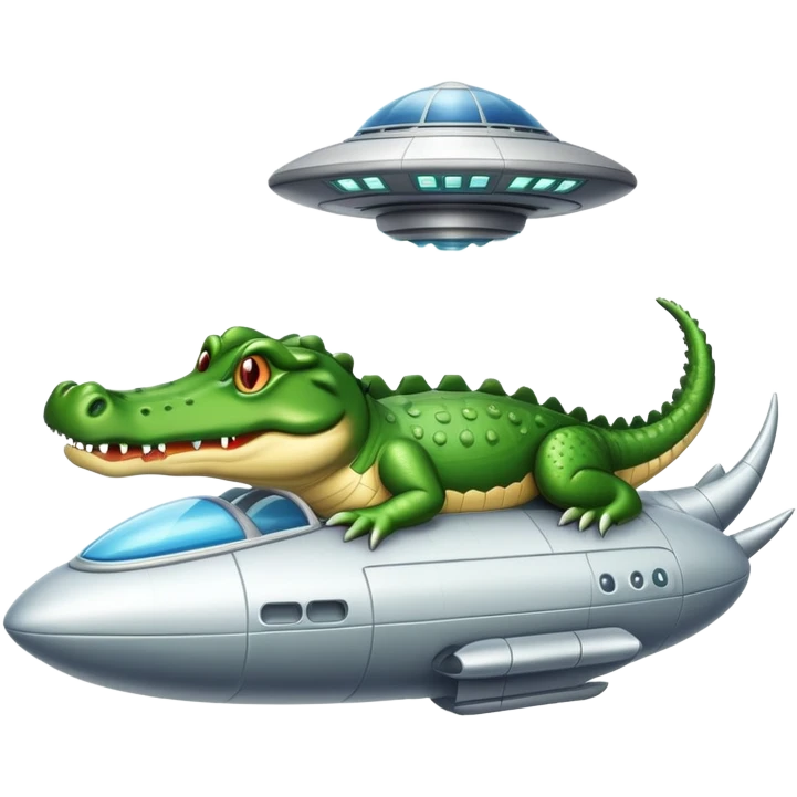 crocodile in a UFO spaceship emoji