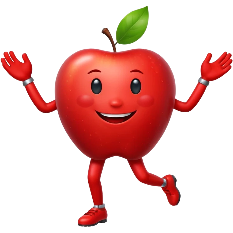 Dancing Apple with legs and arms  emoji
