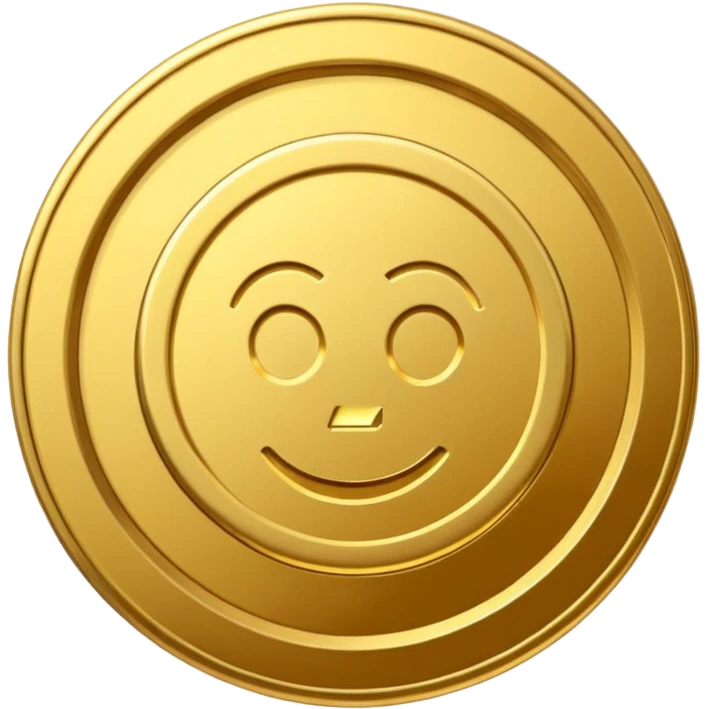 A modern cartoon-style emoji of a stylized money coin combined with a subtle play button icon, clean lines, bold shape, freeform, optimized for social media video emoji