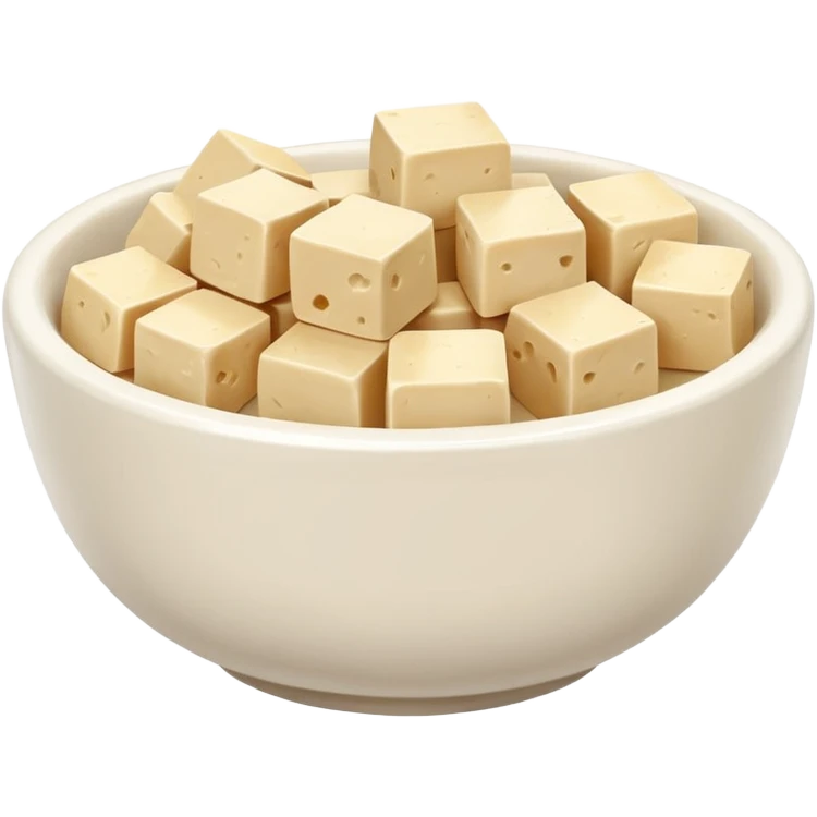 a bowl with tofu cubes emoji