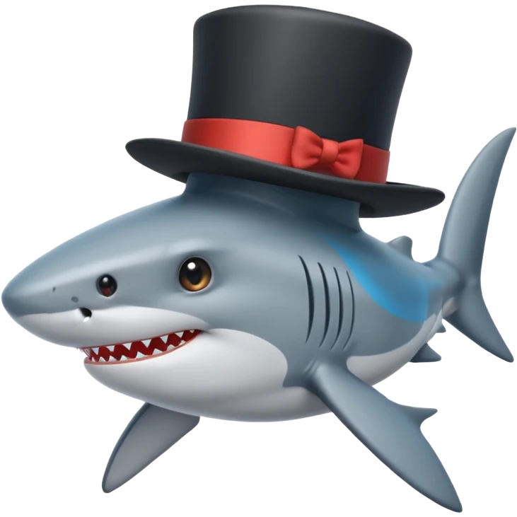 Shark with a top hat emoji