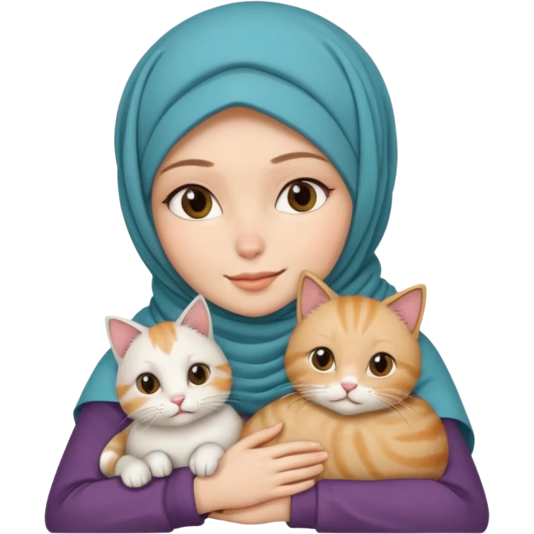white woman with hijab and cat on her lap emoji