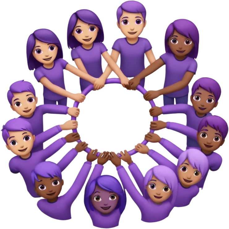 purple group without face  holding handsin circle emoji