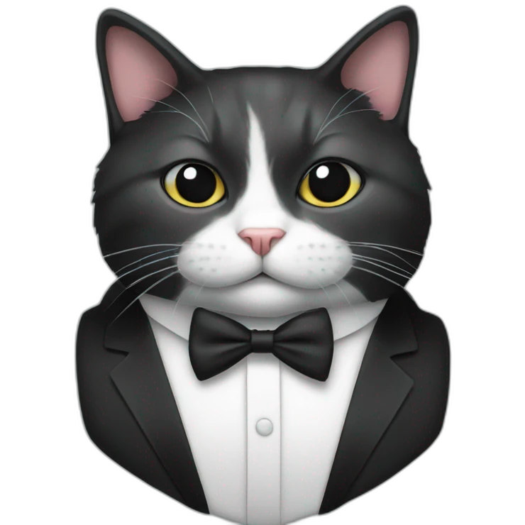 Tuxedo cat in tie emoji
