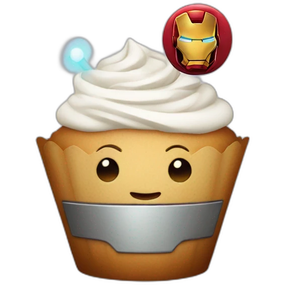 Happy cupcake with iron man  emoji