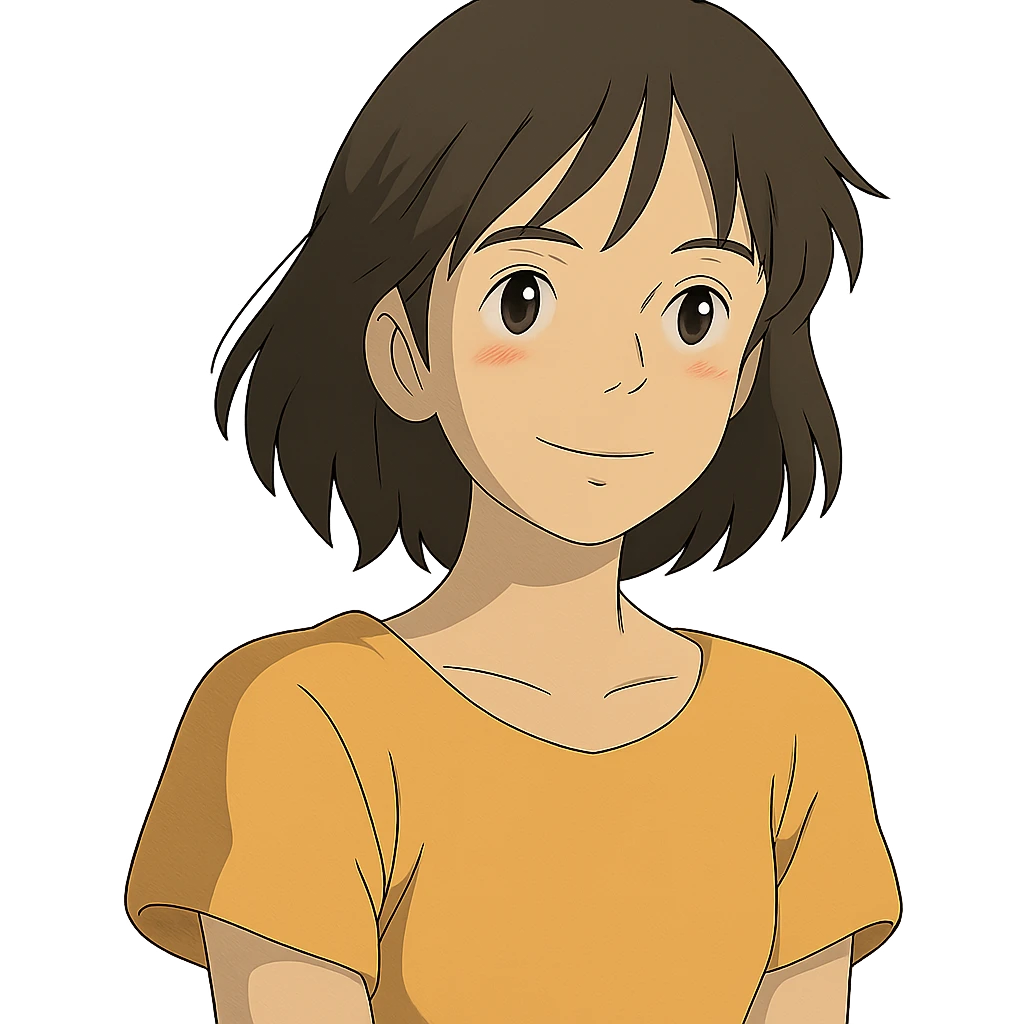 young 20-year-old Japanese girl, ghibli style emoji