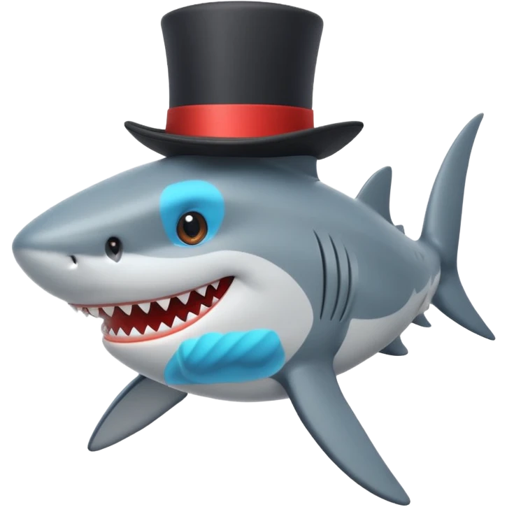Shark with a top hat emoji