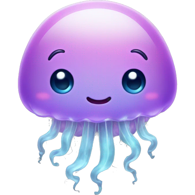 cute kawaii baby jellyfish slightly smile emoji