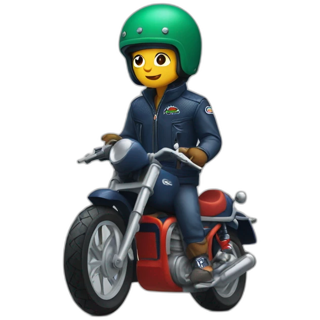 In motociclye with lacoste puffer emoji