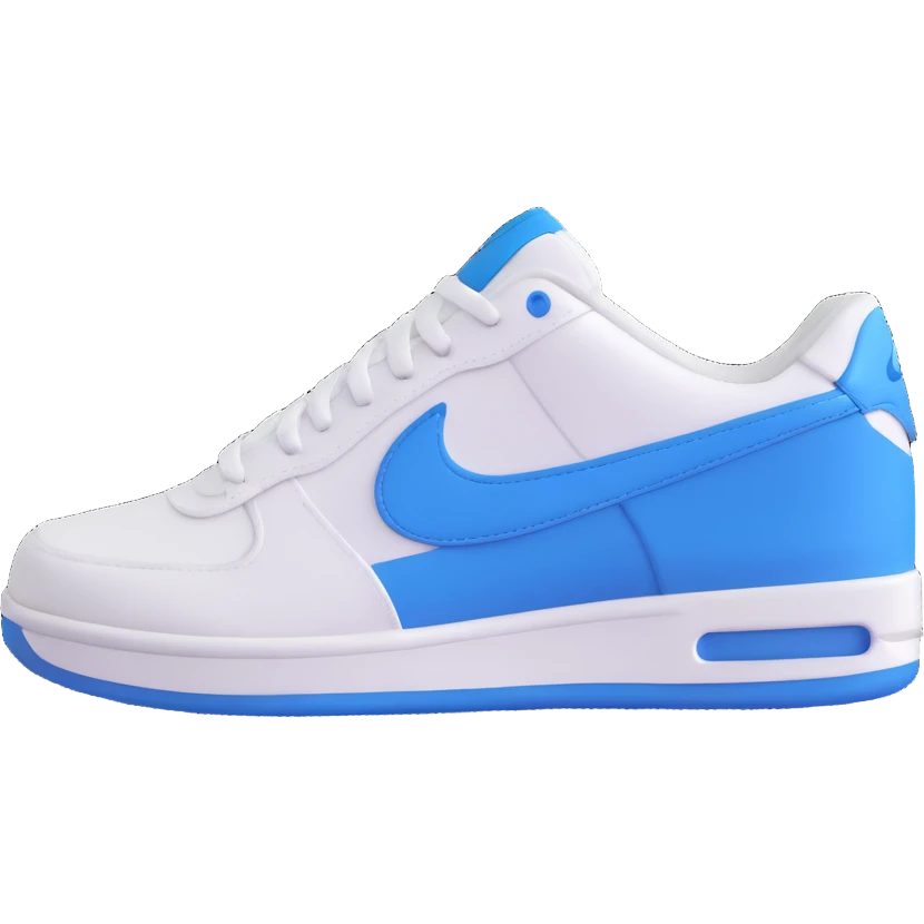 white and blue Nike sneaker, side view, clean and sporty, 3D emoji style emoji