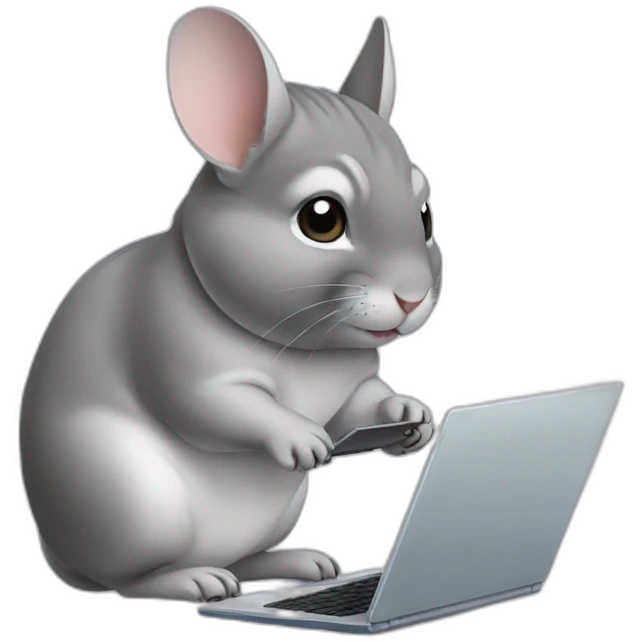 chinchilla working with laptop emoji