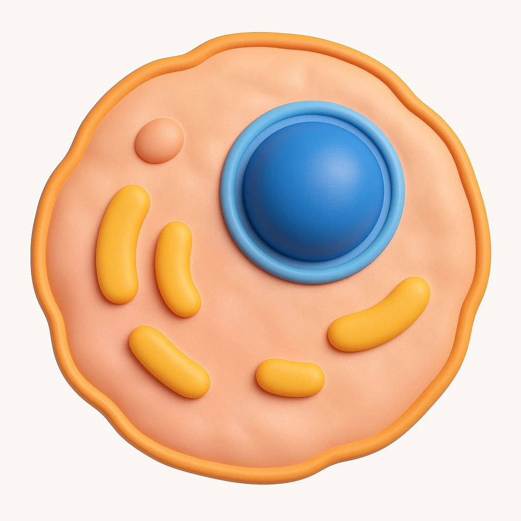 Make the human cell with a prominent nucleus detail in the style of microsoft style 3d fluent emojis emoji