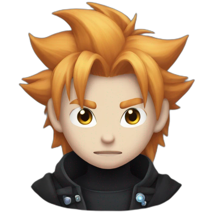 Ginger cloud strife with evil eye. Black clothes emoji
